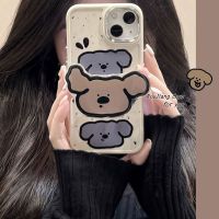 เคส RouJiang สำหรับ iPhone 15 14 13 12 11 Pro Max X XR Xs Max 8 7 Plus SE 2020ลูกสุนัขน่ารัก + เคสโทรศัพท์ป้องกันกรอบเลนส์นูนเดียวกัน