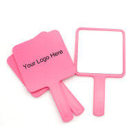 Custom Mirror Logo 5Pieces Hand Held Mirror For Women Pink Square Cosmetic With Handle Beauty Salon Wholesale Compact Mirror DIY