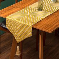 Luxury Gold Table Runner Jacquard Tablecloth Narrow with Tassels for Dinning Table Wedding Party Christmas Decoration Bed Runner