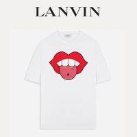 2023 NEWLANVIN Men S Cotton Unique Lip Pattern เสื้อยืดแขนสั้นพิมพ์ลาย