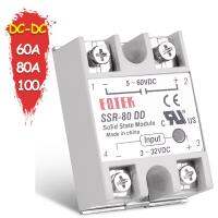 SINOTIMER DC-DC รีเลย์ SSR แบบ Single Phase Padat Modul 100A 80A Saat Ini 3-32 V 5 V 12 V DC Ke 5-60 V DC Beban Tanpa Penup