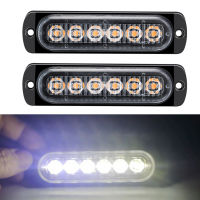 2ชิ้น12-24โวลต์ LED S Trobe ไฟเตือนฉุกเฉินกระพริบไฟเตือนแถบแสงสำหรับรถยนต์รถบรรทุกรถตู้รถ ATV SUV เรือยอชท์ยานพาหนะ