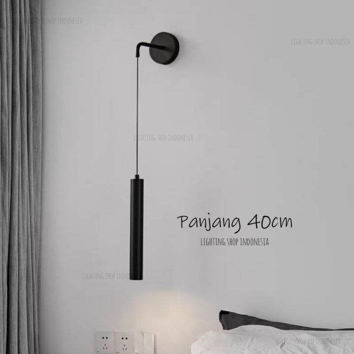 Lampu dinding hitam tabung panjang 20cm 40cm sorot spotlight bed side Lazada Indonesia