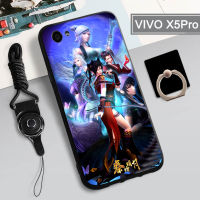 คลุมทั้งหมดเคสโทรศัพท์ X5เคสสำหรับ VIVO แบบนิ่มพิมพ์ลายป้องกันการตกหล่นกันรอยขีดข่วนฝามีที่ถือวงแหวนและเชือกสำหรับโทรศัพท์