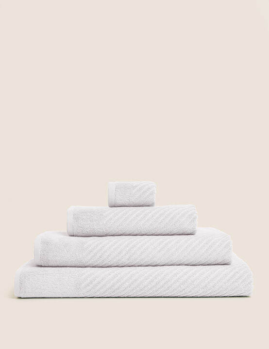 M&S Cotton Rich Plush Quick Dry Face Towel (Grey) Lazada