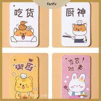 FANFU ผ้าน้ำมันสำหรับล้างจานลายการ์ตูนทำจากผ้าฝ้ายเยื่อไม้ฟองน้ำล้างจาน