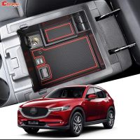 ที่เท้าแขนสำหรับ CX5 Mazda CX-5 KF 2017 2018 2019 2020ที่เท้าแขน2021กล่องเก็บของคอนโซลกลางถังกล่องใส่ถาดที่จับภาชนะ