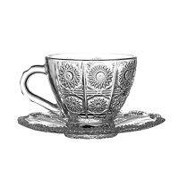 Genuine Original High-end Nordic ins net red cafe retro embossed coffee cup and saucer set single product latte cup glass tea cup