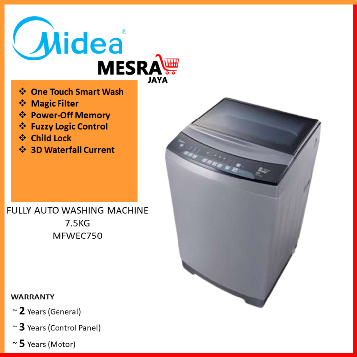 Midea Fully Auto Washing Machine 7.5KG MFWEC750 Lazada