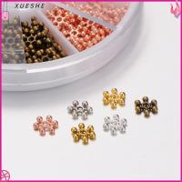 XUESHE 264pcs สังกะสีอัลลอยด์ ลูกปัดเกล็ดหิมะ มี6สี เงินและทอง เกล็ดหิมะลูกปัดหลวม งานฝีมือที่ยอดเยี่ยม ขนาด: 8x2mm ลูกปัดโลหะผสมสังกะสีโลหะ สำหรับทำสร้อยข้อมือสร้อยคอเครื่องประดับ