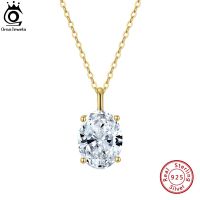 ORSA JEWELS 925 Sterling Silver Bridal Pendant Necklace Elegance Oval-Cut Teardrop Cubic Zirconia Necklace for Women APN11