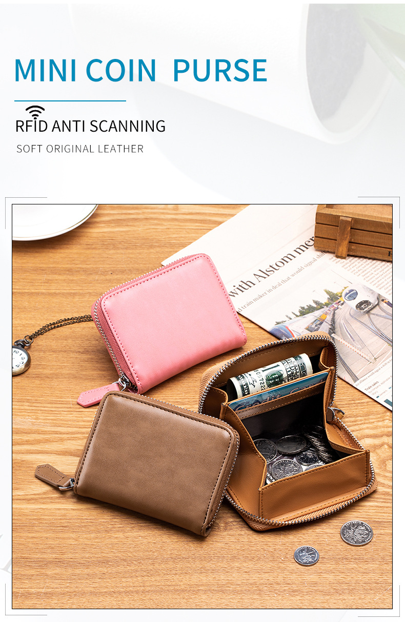 Money Coin Holder Womens Small Soft Leather Purse Ladies Coin Pouch