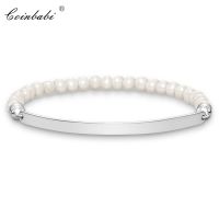 Europe 6mm Freshwater Pearl Bead Bracelet Soul Bead Bracelet,Trendy Stamp Soul 925 Sterling Silver Glam Jewelry For Women