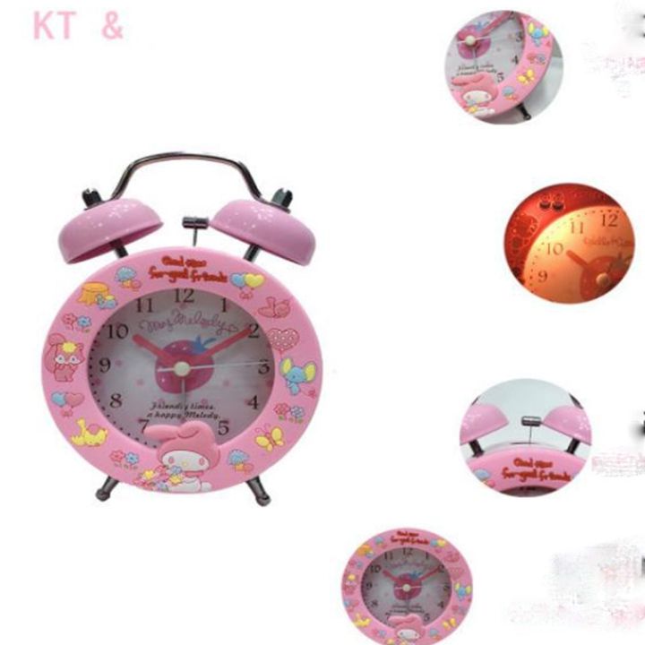new-kawaii-cute-sanrio-hellokitty-mymelody-alarm-clock-lovable-exquisite-bedroom-desk-bedside-alarm-clock-anime-toys-for-girls