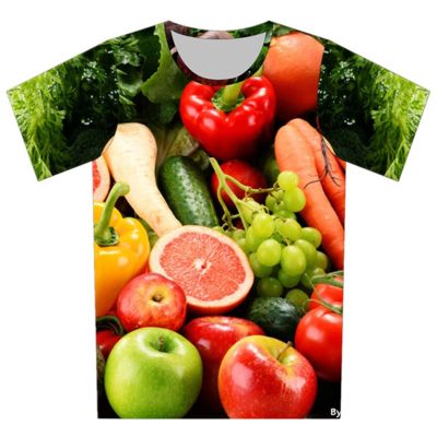 Joyonly Children 2022 Summer Colorful 3D T-Shirt Funny Fruit Orange Apple Grape Cucumber Pepper Tees Kids T Shirt Baby Clothes