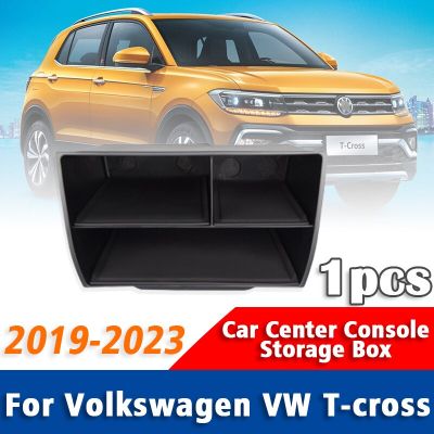 สำหรับ Volkswagen VW T-Cross Tcross 2019 2020 2021 2022 2023ศูนย์รถยนต์กระเป๋าบรรจุคอนโซลอุปกรณ์ตกแต่งภายในถาดเก็บของ