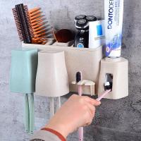 ชุดที่แขวนแปรงสีฟัน 2 ช่อง และที่บีบยาสีฟันอัตโนมัติ 2 in 1 Automatic Toothpaste Squeezing Device + Toothbrush Holder WD18