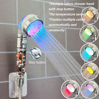 Bathroom Mineral Led Shower Head High Pressure Rain Sensor Negative Ion Handheld Filter Shower Head Nozzle with Stop Button