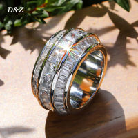 D&amp;Z  New Baguette Zircon Rings High Quality Copper Material RING Gold Color Iced Out Cubic Zirconia Fashion Hip Hop Jewelry