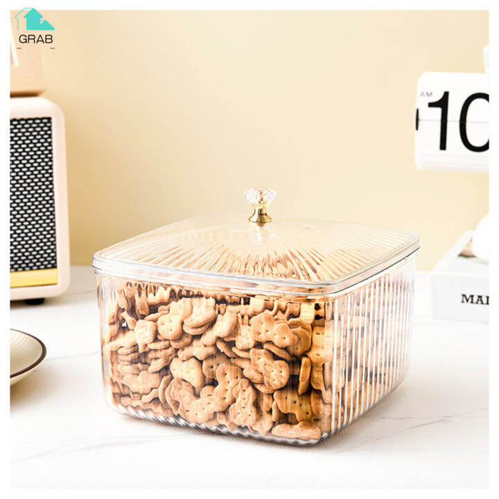 GRAB Plastic Fruit Tray Food Storage Box With Lid Candys Snack Serving