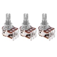 3 Pcs Double Balance Stacked Knurled Stalk Guitar Bass Volume Tone Control Pots Potentiometer Switch MN25K