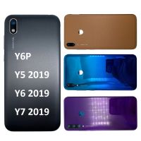 ฝาหลังปิดโทรศัพท์ด้านหลังใหม่เหมาะสำหรับ Huawei Y6 Y5 Y7 Y6P 2019ตัวเคสอะไหล่แบตเตอรี่ฝาหลังด้วยปุ่มคีย์ด้านข้าง