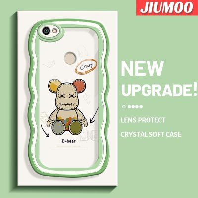 JIUMOO เคสสำหรับ Xiaomi Redmi โน๊ต5A Y1ชั้นหนึ่งเคสลายหมีครีมขอบเป็นลอนซิลิโคนลายการ์ตูนเคสโทรศัพท์โปร่งใสกันกระแทกเคสใสเลนส์กล้องถ่ายรูปป้องกันการกระแทก