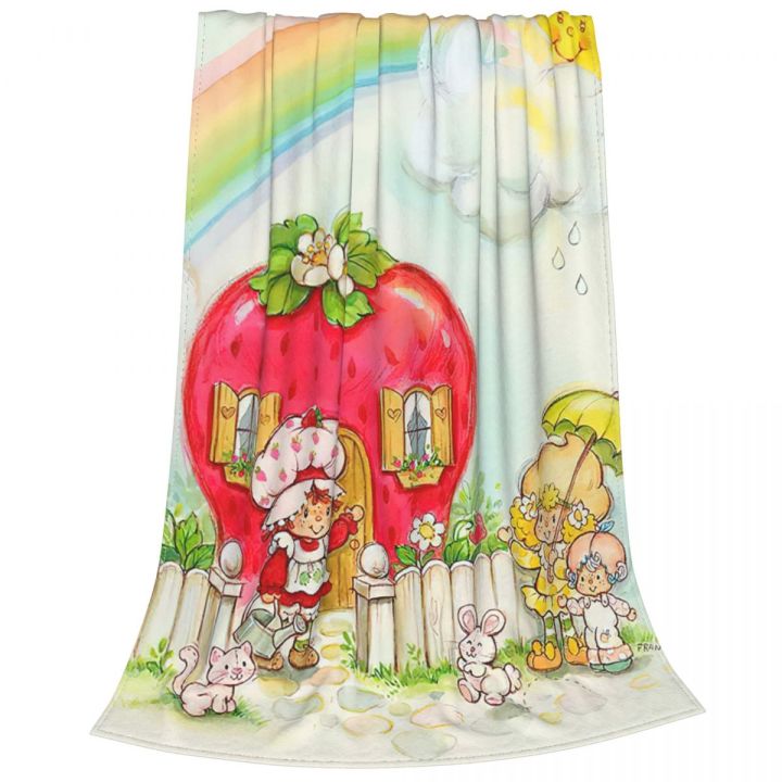 in-stock-strawberry-rainbow-short-cake-blanket-cute-flannel-cartoon-throw-blanket-personalized-sofa-blanket-soft-and-warm-bedspread-can-send-pictures-for-customization