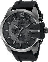 Diesel Mens Mega Chief Quartz Stainless Steel and Silcone Chronograph Watch, Color: Grey, Black (Model: DZ4378)