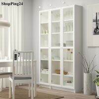 ตู้หนังสือ ตู้โชว์ ตู้หนังสือบานกระจก ตู้บานกระจก 3 บาน 120x30x202 ซม. Bookcase  3 Door Tempered Glass Show Collection Showcase Versatile 120x30x202  Cm