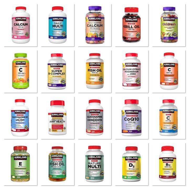 ของแท้ Kirkland Fish Oil, C, Chondroitin, Mature, E, Super B, Zinc, MSM