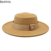 Bauhinia Fedoras Hat For Men Women 8.5CM Brim French Elegance Autumn Winter Felt Top Jazz Cap With Bee Ribbon