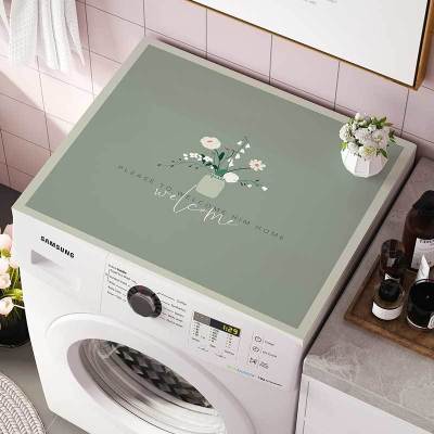 M-Q-S ผ้าคลุมเครื่องซักผ้า ผ้าคลุมกันฝุ่น  ฝาครอบเครื่องซักผ้าแบบดรัม ป้องกันการลื่นไถลของตู้เย็น ฝาครอบฝุ่น ซิงเกิลประตูตู้เย็น เสื่อคลุม