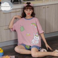 Summer New Knitted Catoon Pajama Sets Women Pyjamas Womens loungewear Pijama Mujer Homewear Girls Nightwear suits Home Fashion