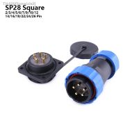 ∈ SP28 IP68 Square Flange Cable waterproof Aviation connector 2/3/4/5/6/7/9/10/12/14/16/19/22/24/26 Pin Electric Power plug socket