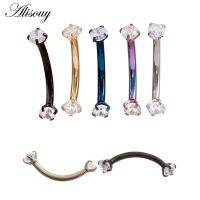 【LZ】▣₪✜  Alisouy 1pc 16g aço cirúrgico 3mm cristal zircão sobrancelha corpo piercing curvo barbell lábio anel confortável daith helix rook brinco