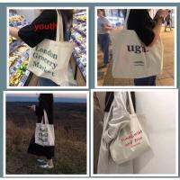hujik [DDAYMAR3ลดเพิ่ม10 ]MW031(พร้อมส่ง) ​กระเป๋า​ผ้าแคนวาสแฟชั่นสไตล์​เกาหลี​สุดฮิต NO.UGH LONDON