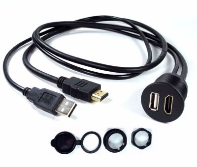 Auto Car Dashboard Siram Gunung USB 2.0 HDMI Socket Ekstensi Memimpin Panel Kabel