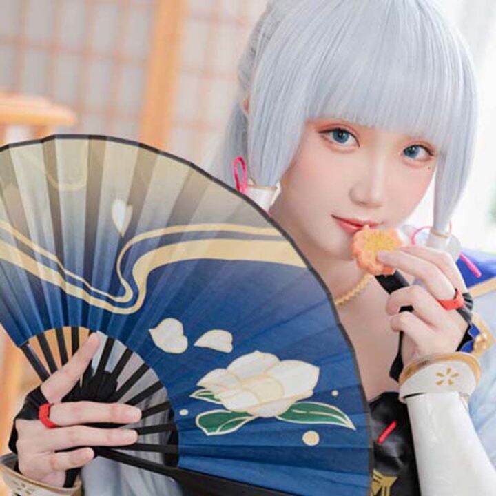 MMONFRE Ayaka Kamari Cloth Chinese Dance Props Genshin Anime CartoonFolding Fans Anime Peripherals Anime Cosplay Genshin Hand Fan