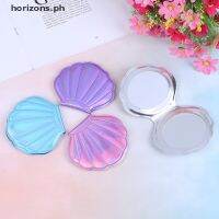 【BEIBEI】 {HORI} Sea Shell Shape Compact Cosmetic Mirror PU Leather Double Sided Makeup Magnifier