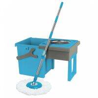 EVESTAR Spin Mop ชุดถังปั่นไม้ม๊อบ สไลด์เก็บได้ หัวม๊อบสแตนเลส แถมฟรีผ้าม็อบไมโครไฟเบอร์ 2 ผืน รุ่น EMO-11