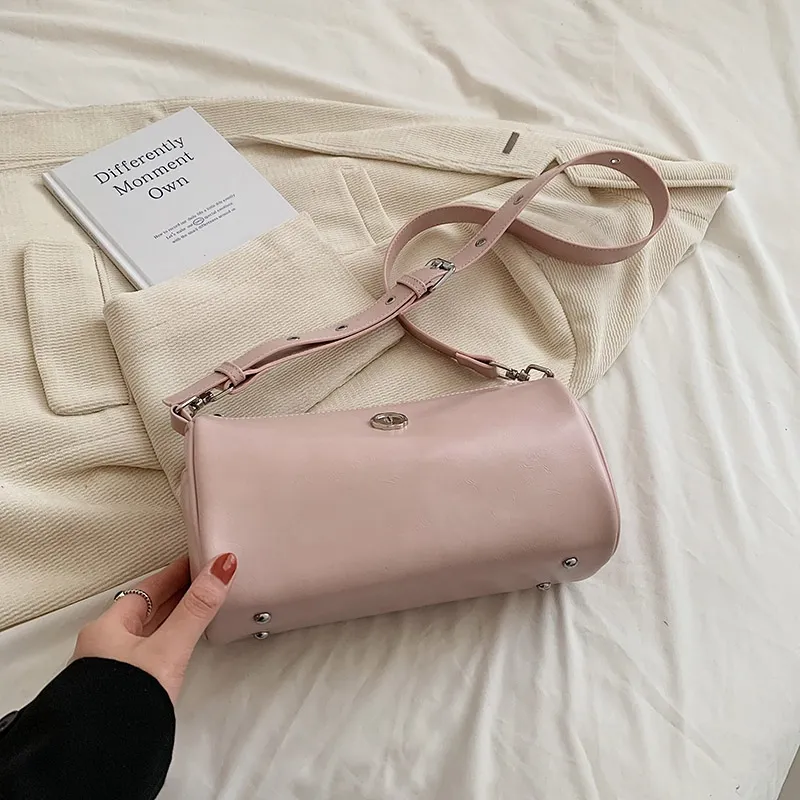 2023 Korean Edition Simple Fashion Bag Women's Trend Cylinder Personality  Pillow Bag Women's One Shoulder Crossbody Women's Bag