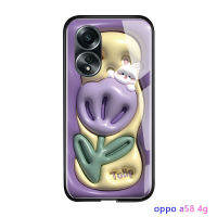 เคสโทรศัพท์พร้อมสำหรับ A58 OPPO 4G เปลือกนิ่มลายดอกไม้สามมิติสุดหรูเคสกันกระแทกเคสโทรศัพท์กระจกป้องกันมือถือเรียบ