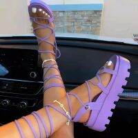 2022 Summer New Fashion Sexy Strappy Thick Bottom Solid Color Platform Plus Size Roman Shoes Luxury Sandals Women Designers