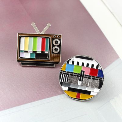 【CW】 TV Pin No signal 80s Lapel riotous with colour Brooch Custom fashion badge Remembrance gift