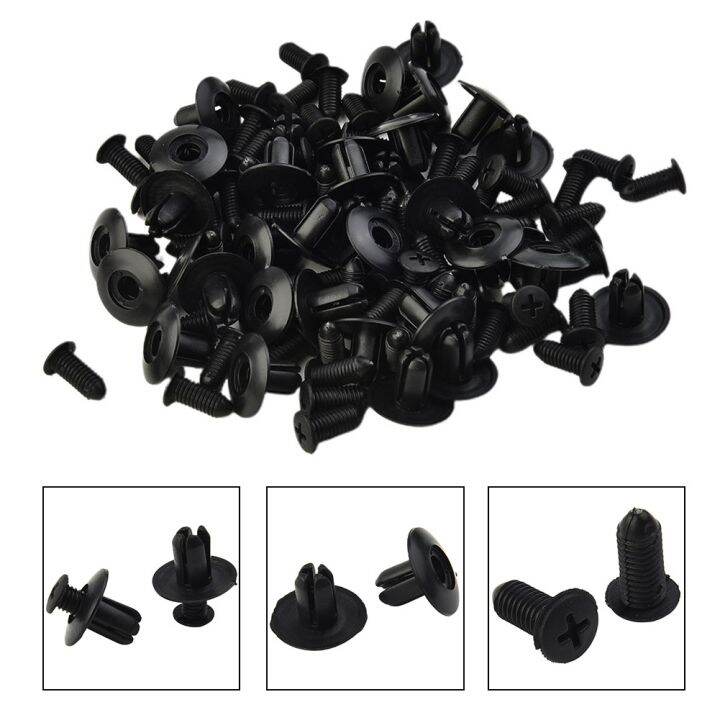 100Pcs Car Fasteners Plastic 8mm Automotive Plastic Screw Fasteners For