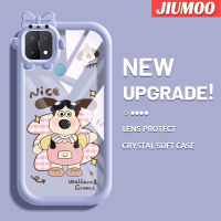 เคส JIUMOO สำหรับ OPPO A15 A35 A15s 4G เคสลายการ์ตูนลูกสุนัขน่ารักสีสันสดใสเคสเลนส์กล้องถ่ายรูปแบบนิ่มมอนสเตอร์ตัวน้อยซิลิโคนโปร่งใสเรียบง่ายเคสป้องกันกันกระแทกแบบใส