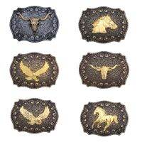 Western Cowboy Carved Belt Buckle Metal Multiple Color Personality Rock Belt Link Buckle Unisex Belt Buckle DIY Supplies Belts