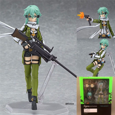 ตุ๊กตาดาบอะนิเมะน่ารัก14ซม. ฟิกเกอร์ออนไลน์ Brinquedos Figma 241 Sinon Asada Sao 2ของสะสมตุ๊กตาขยับแขนขาได้พีวีซีโมเดลของเล่นเด็ก