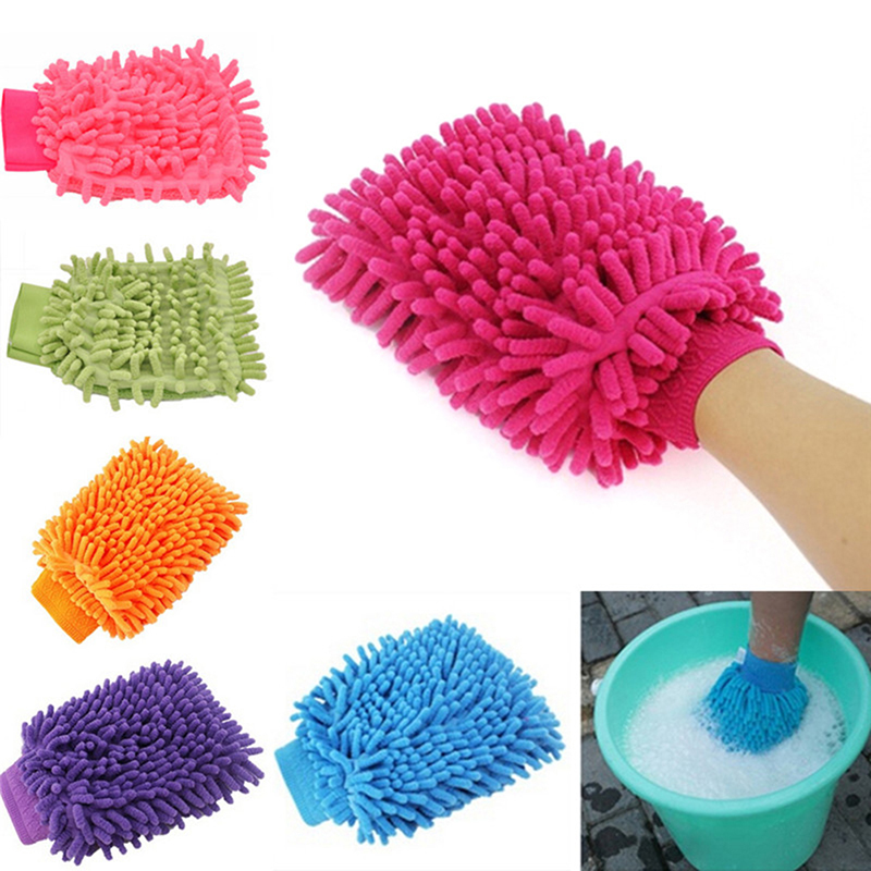 Fkend Good Auto Care 2 in 1 Ultrafine Fiber Chenille Microfiber Car Wash Glove Mitt Soft Mesh backing no scratch for Car Wash and Cleaning